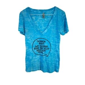 Funny Taco Tee Next Level Lightweight Semi Sheer Blue Short Sleeved V-Neck M